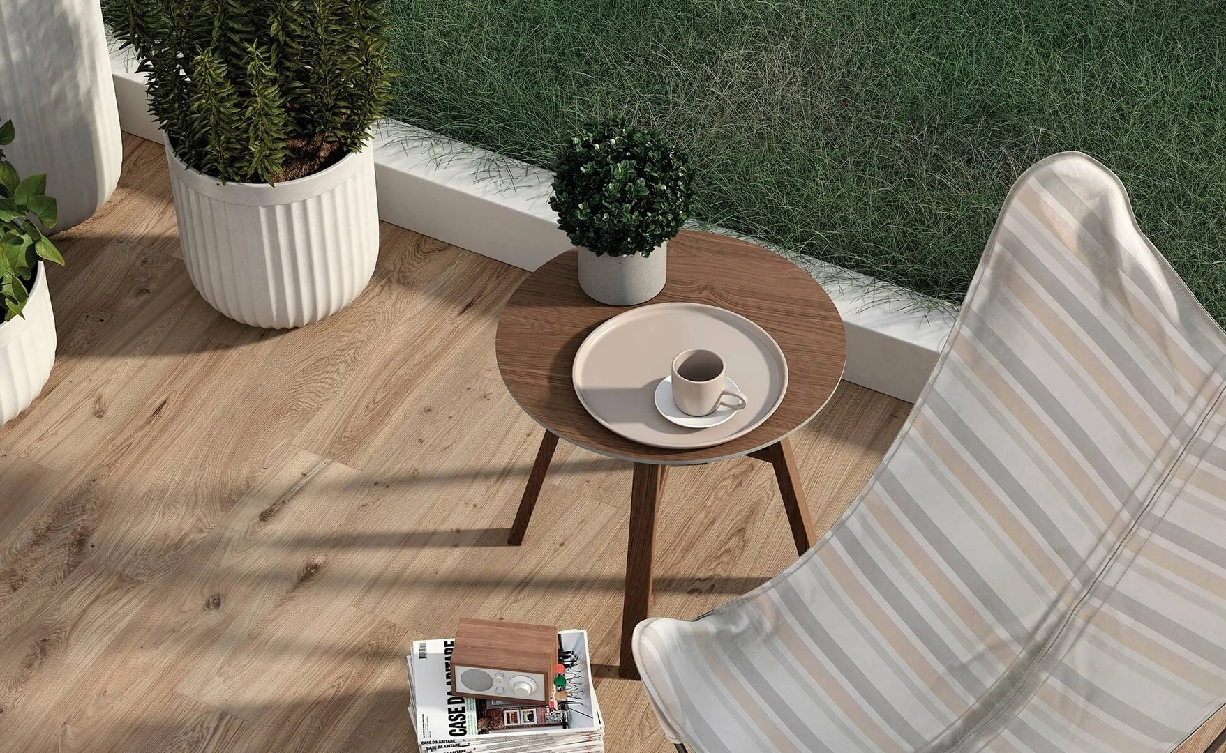 Gạch ốp tường ngoài trời giả gỗ chống thấm, chịu được nắng mưa