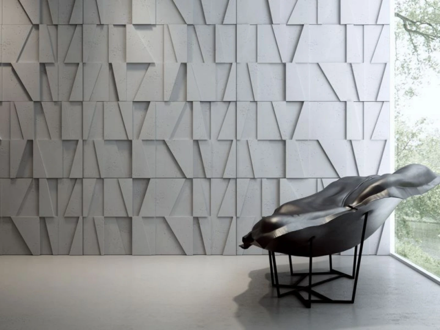 Gạch ốp tường phòng khách 3D hiện đại