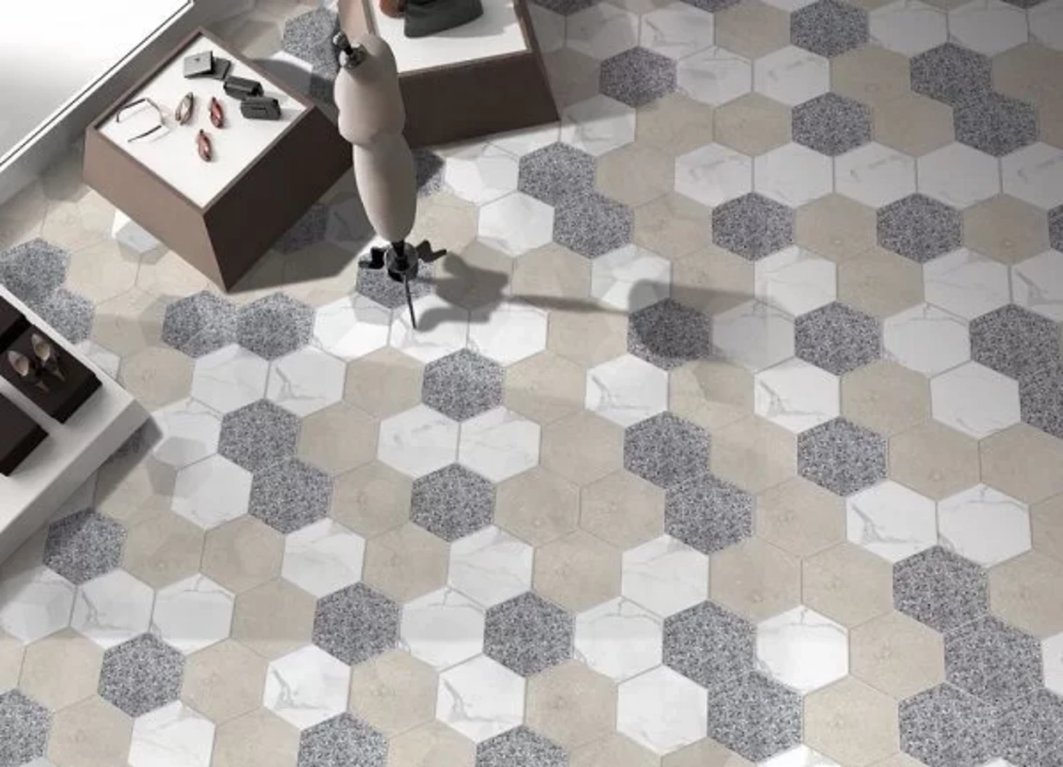 Gạch Porcelain hình lục giác lát nền bền chắc