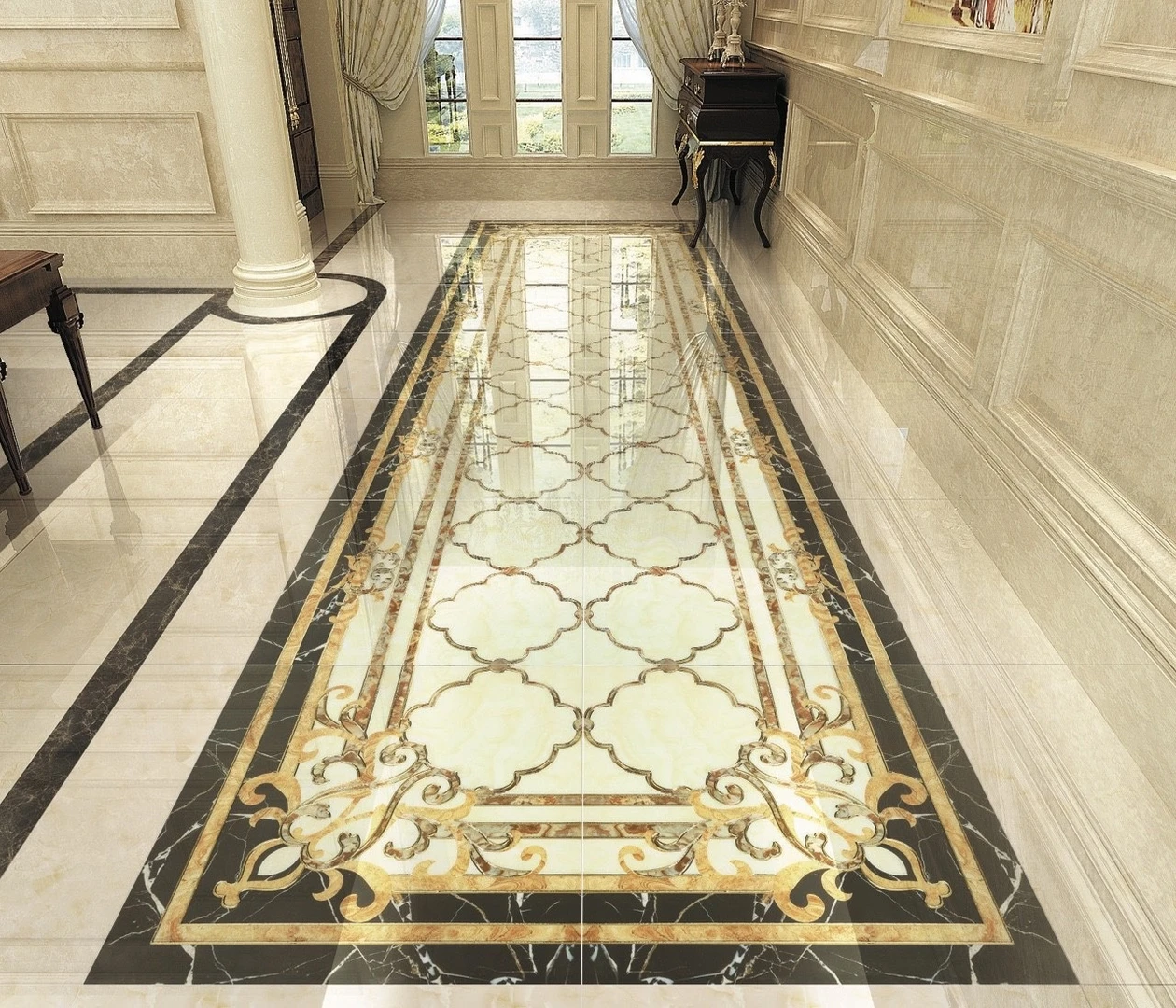 Gạch thảm vô cực được ứng dụng phổ biến trong những khu vực có diện tích lớn