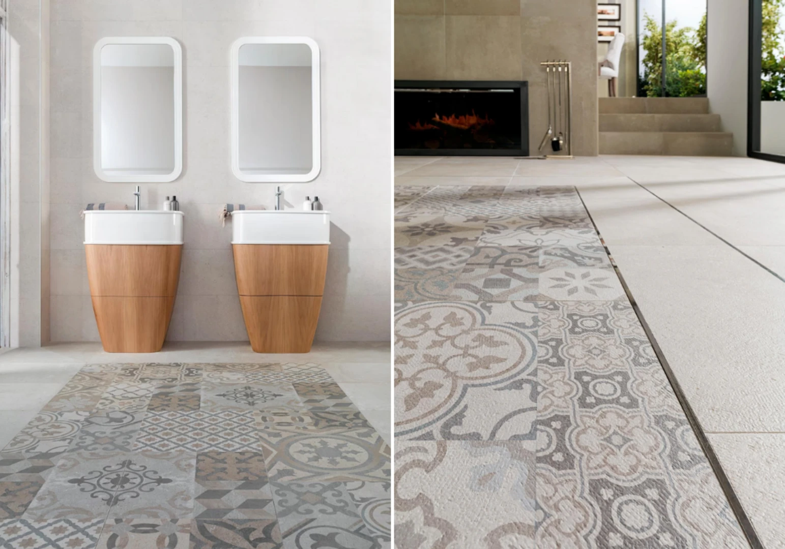 Gạch thảm porcelain được sử dụng cho cả khu vực nội thất và ngoại thất