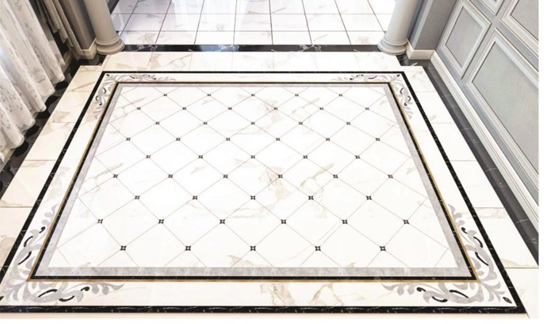 Gạch thảm 80x80, 60x60 giúp tạo nên điểm nhấn nổi bật cho sàn nhà