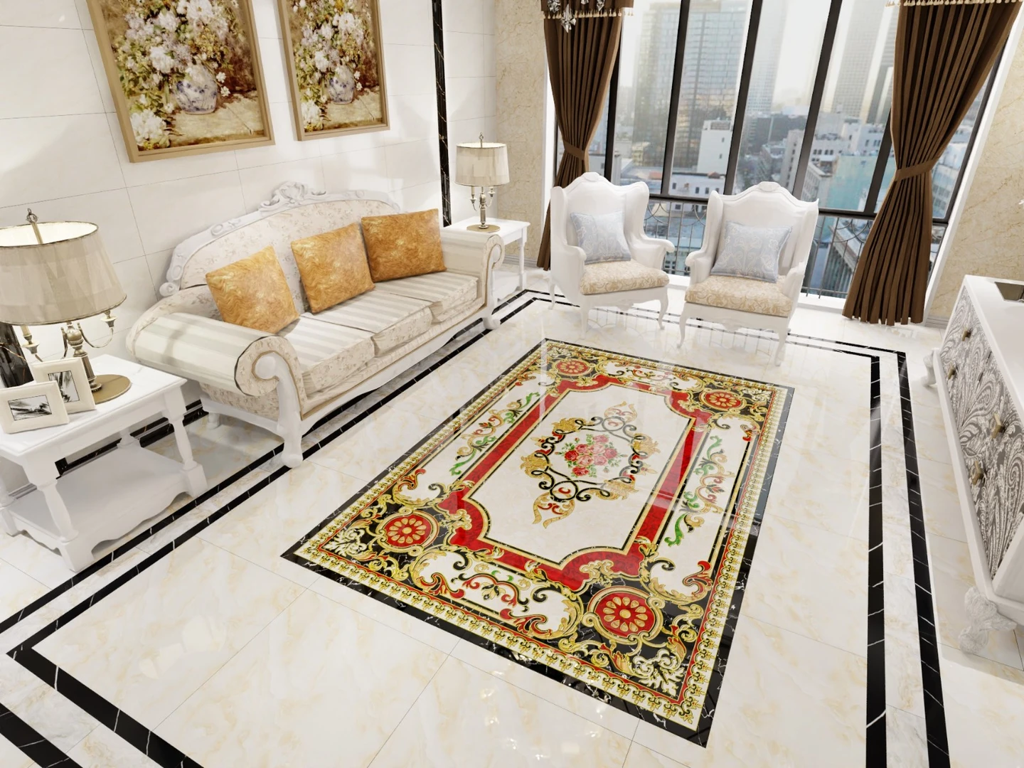 Gạch thảm phòng khách đẹp