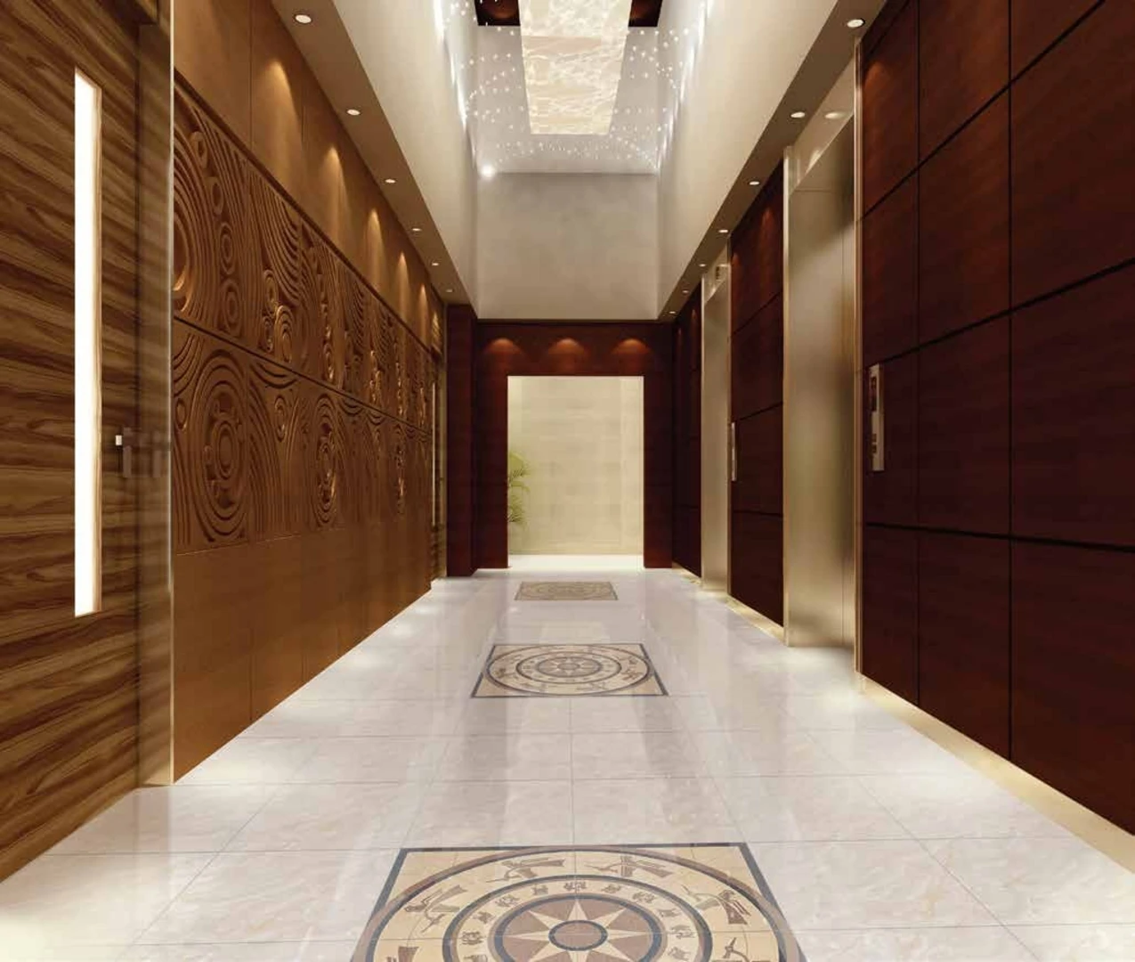 Gạch thảm trống đồng thường có tông màu vàng đồng, nâu đất hoặc xám nhũ kim sang trọng