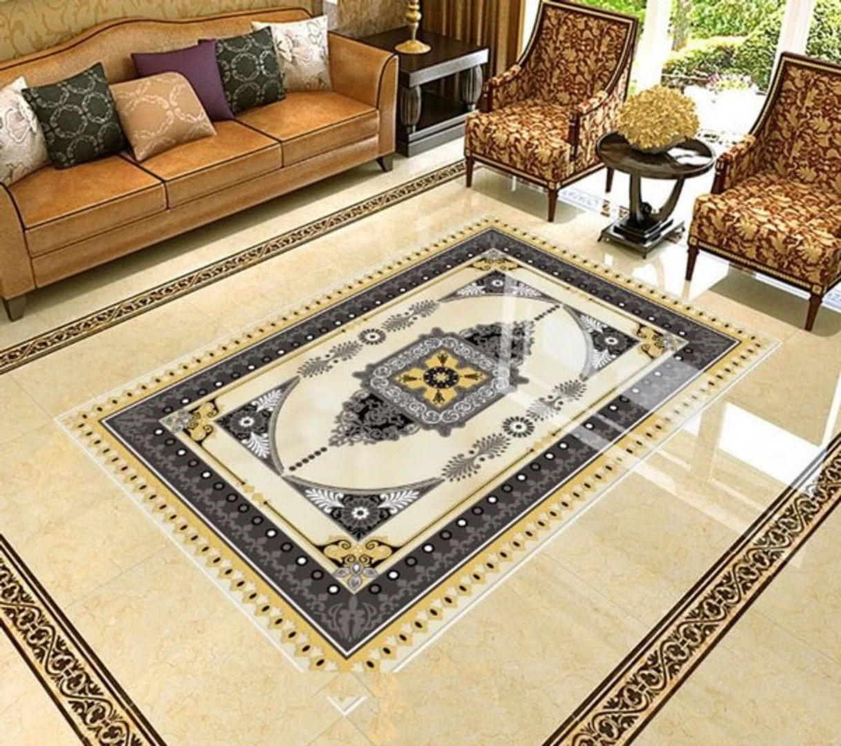 Gạch thảm toát lên vẻ đẹp trang nhã và sang trọng cho phòng khách