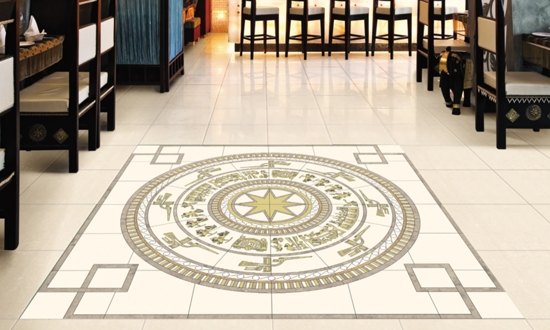 Gạch thảm trống đồng mang ý nghĩa phong thủy sâu sắc, tượng trưng cho may mắn và sung túc