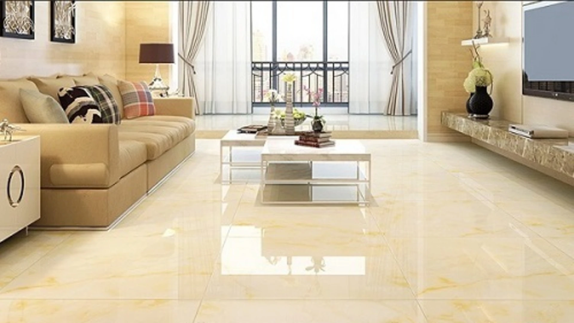 Gạch vân mây vàng thể hiện sự tươi trẻ và căng tràn sức sống