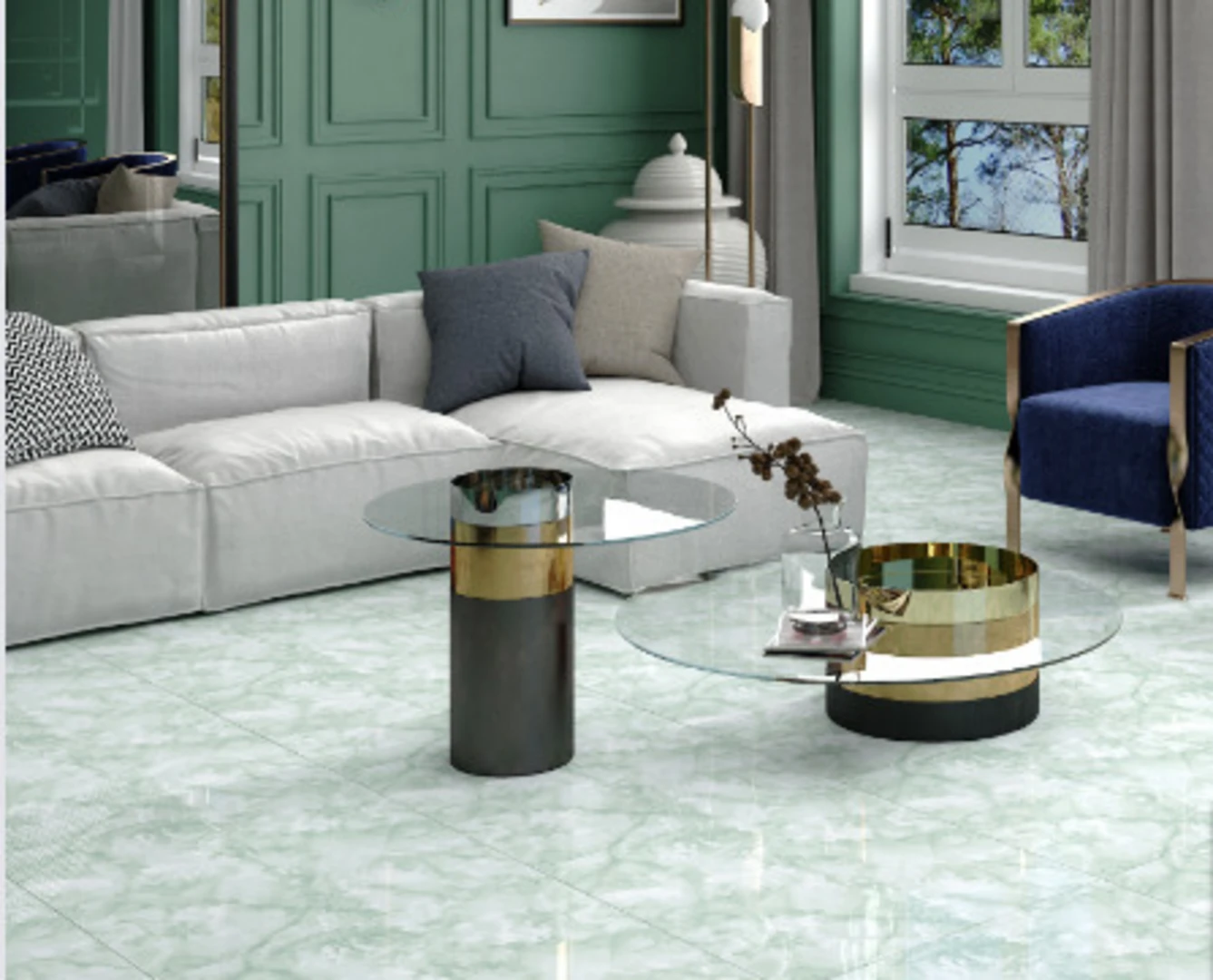 Gạch vân mây xanh toát lên sự thanh thoát, nhẹ nhàng