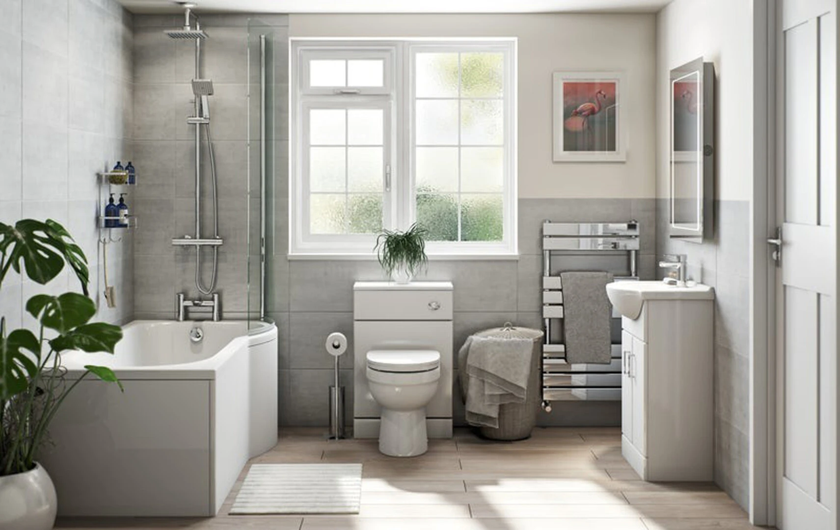 Mẫu nhà vệ sinh nhỏ gọn kết hợp cây xanh tạo sự xanh mát, gần gũi với thiên nhiên