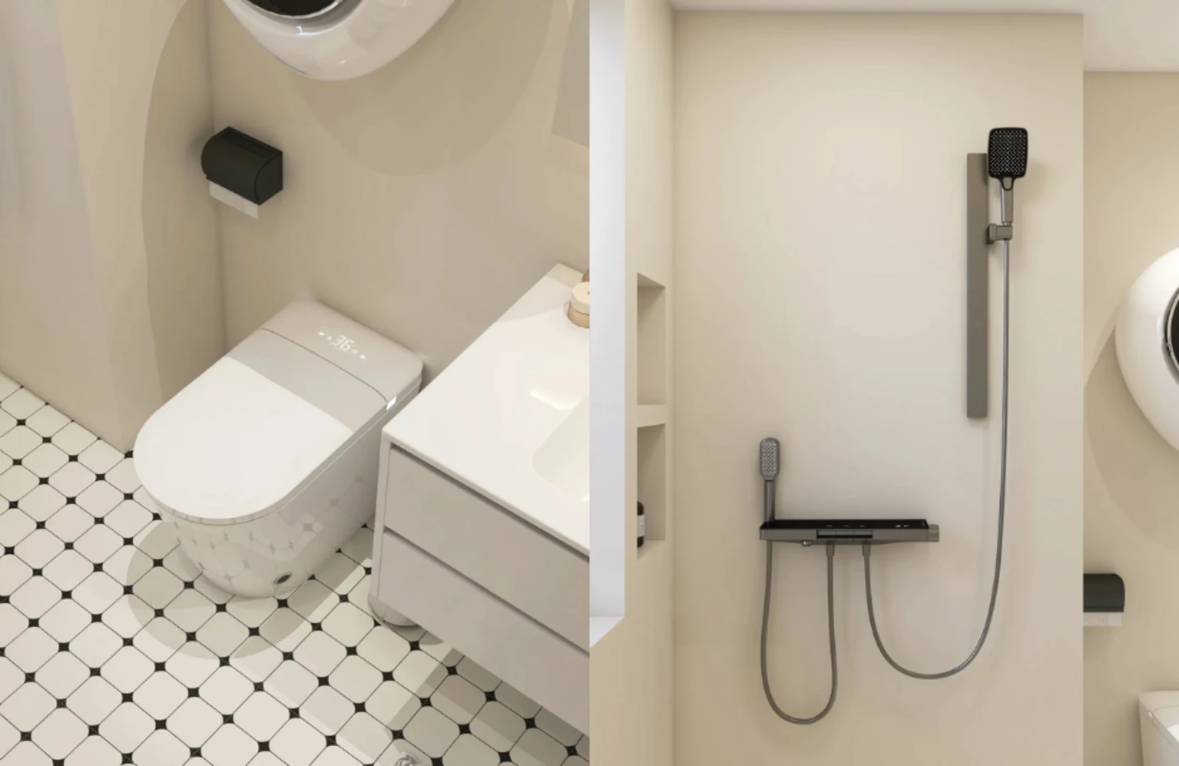 Ưu tiên thiết bị nhỏ gọn, thông minh cho mẫu nhà vệ sinh nhỏ đẹp thêm tinh tế