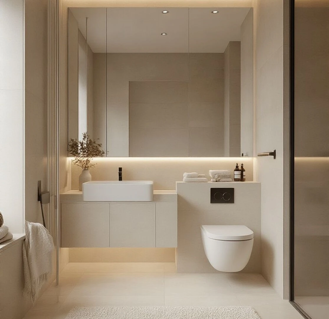 Mẫu nhà vệ sinh nhỏ đẹp với gam màu ấm cúng