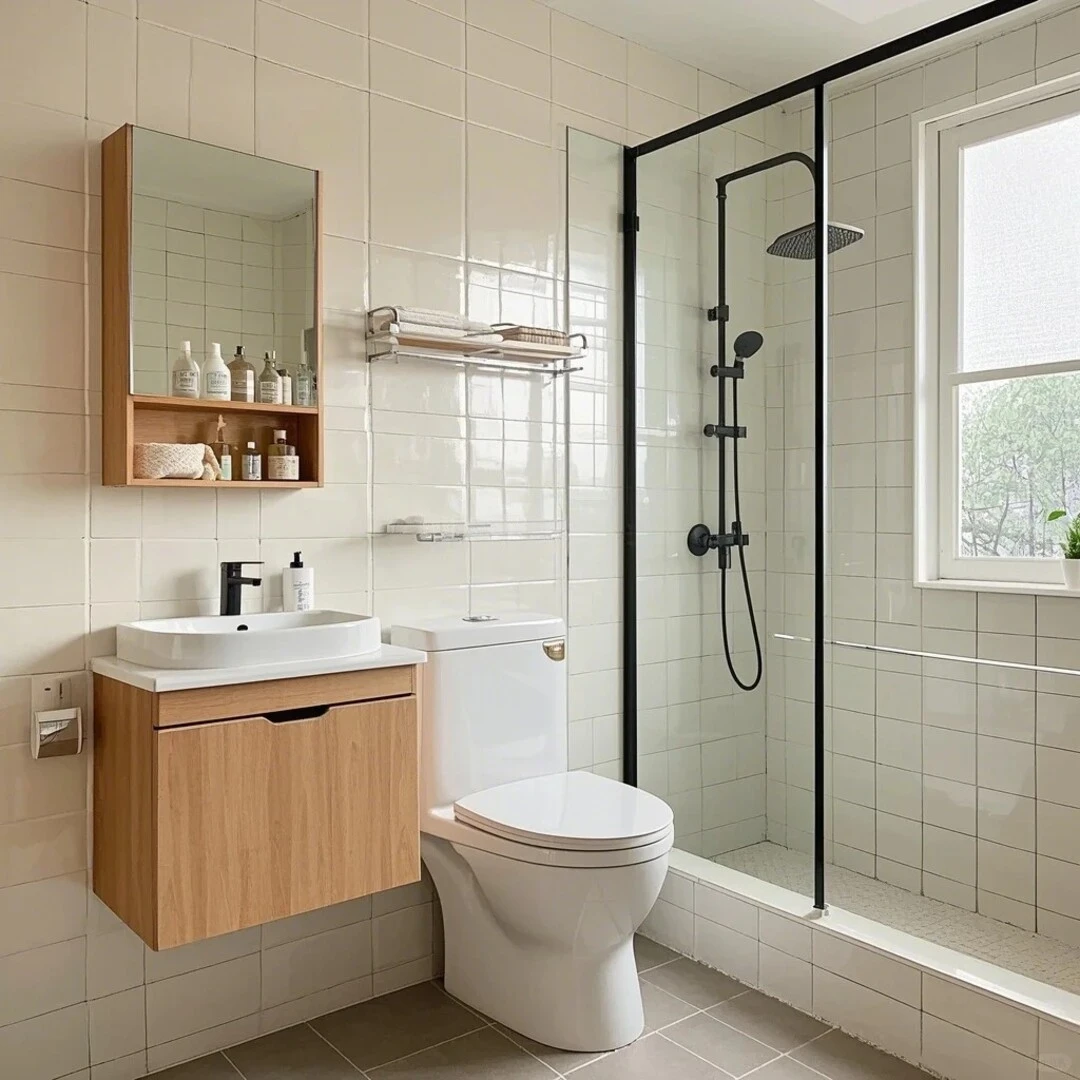 Mẫu nhà vệ sinh 2m2 đơn giản nhưng vẫn đầy đủ tiện nghi