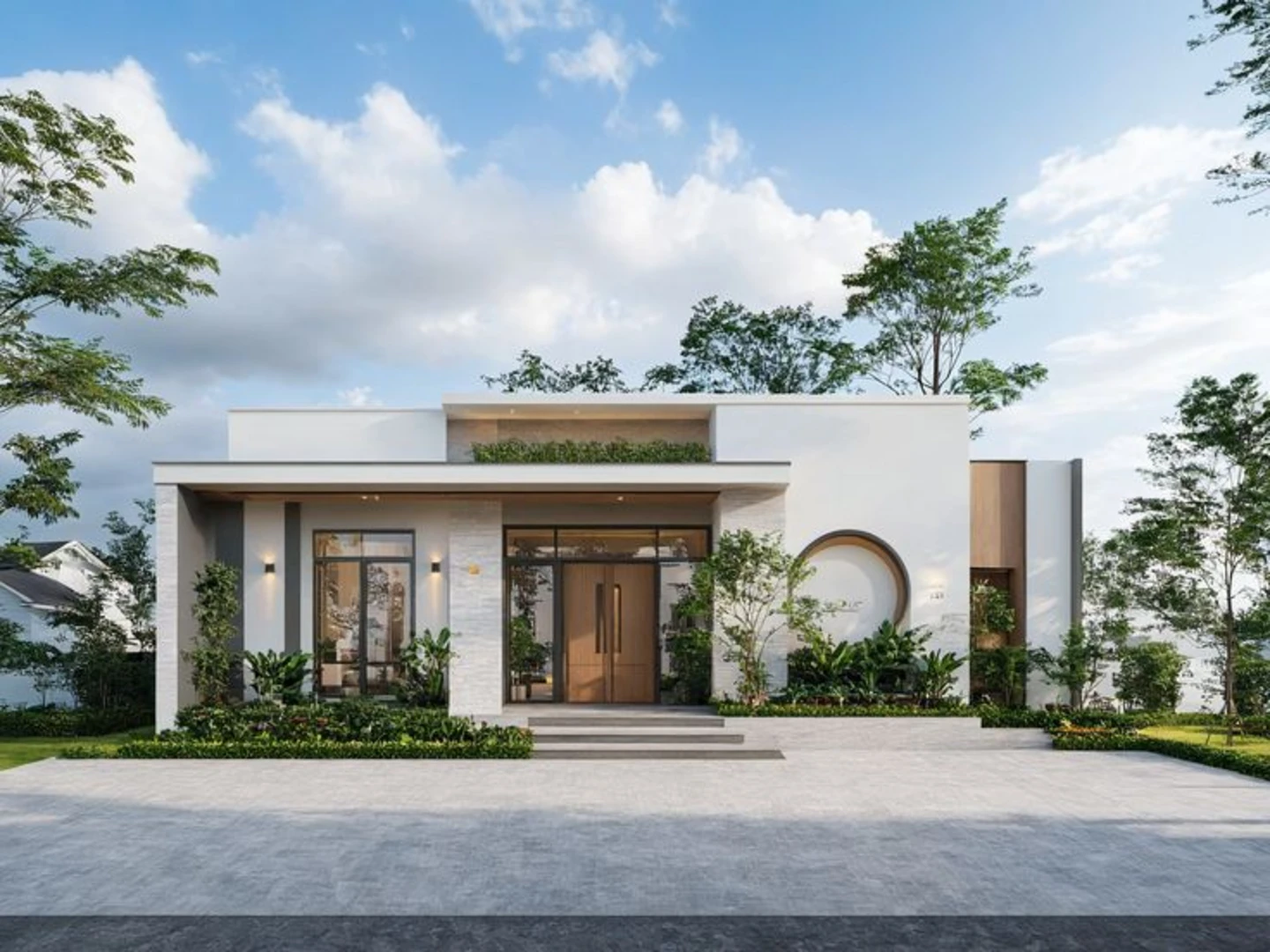 Biệt thự mini 1 tầng tạo cảm giác thông thoáng, gần gũi thiên nhiên