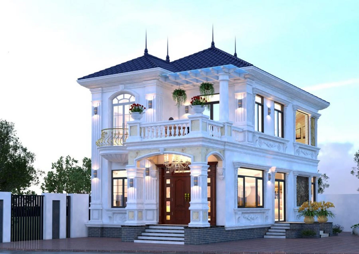 Biệt thự mini kiểu Pháp mang vẻ ngoài thanh thoát, sang trọng