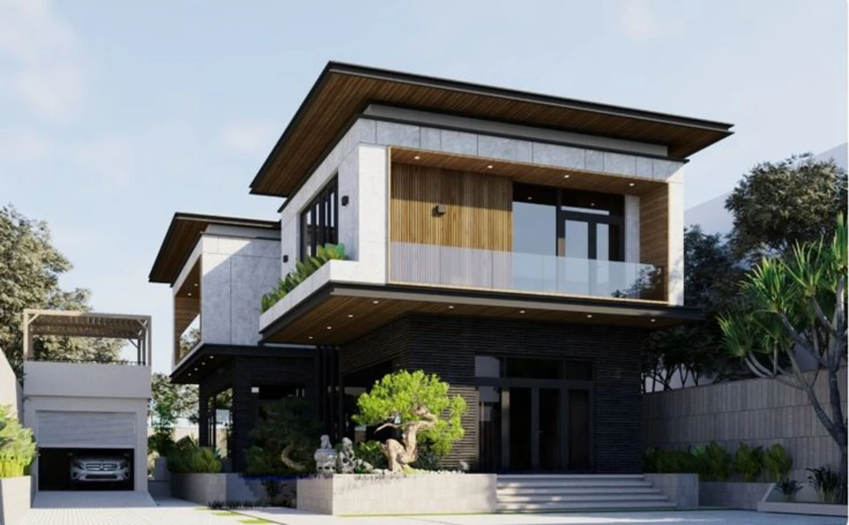 Biệt thự nhỏ có gara ô tô mang lại cảm giác rộng rãi, tiện nghi