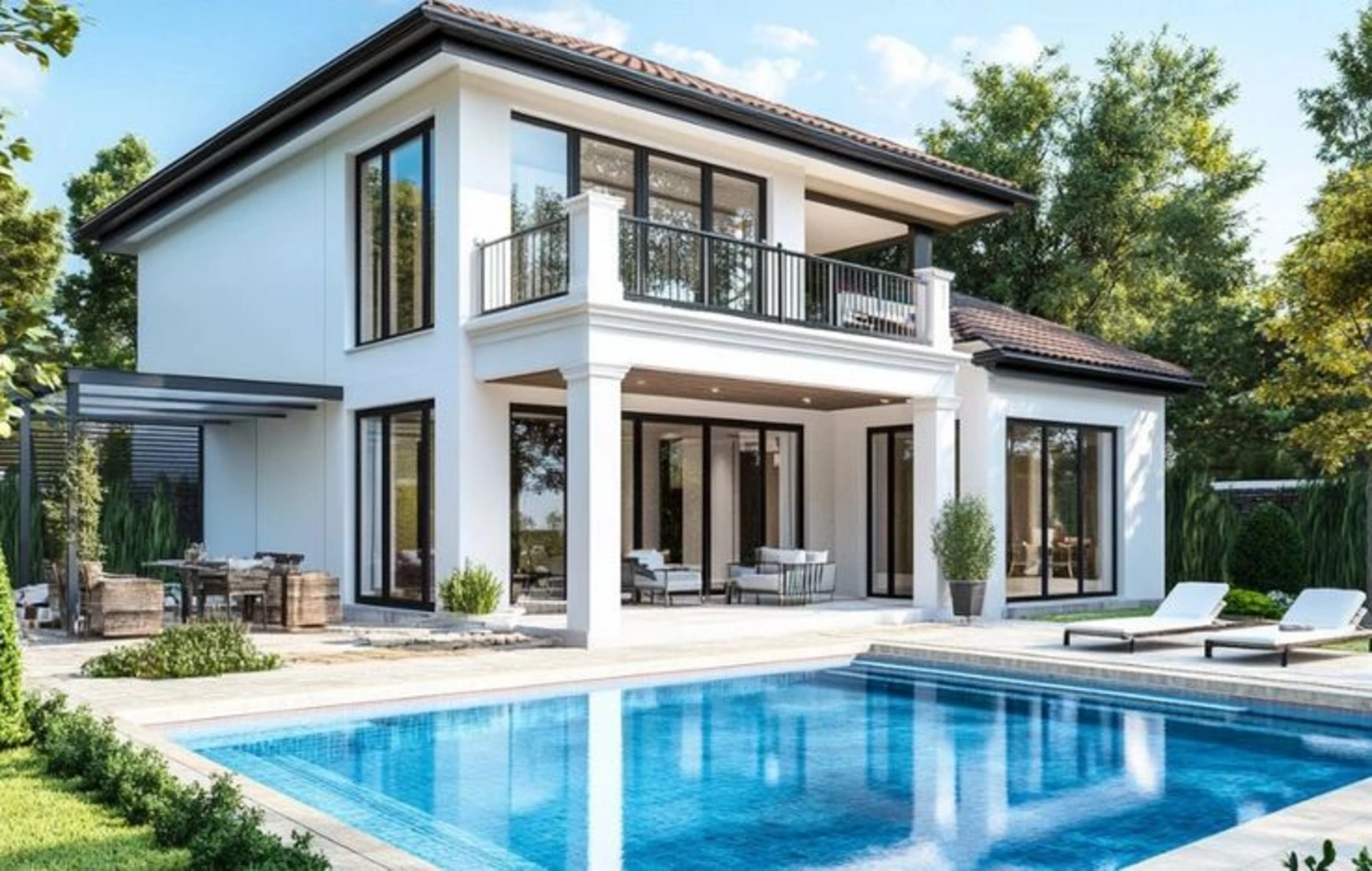 Mẫu thiết kế biệt thự mini có hồ bơi