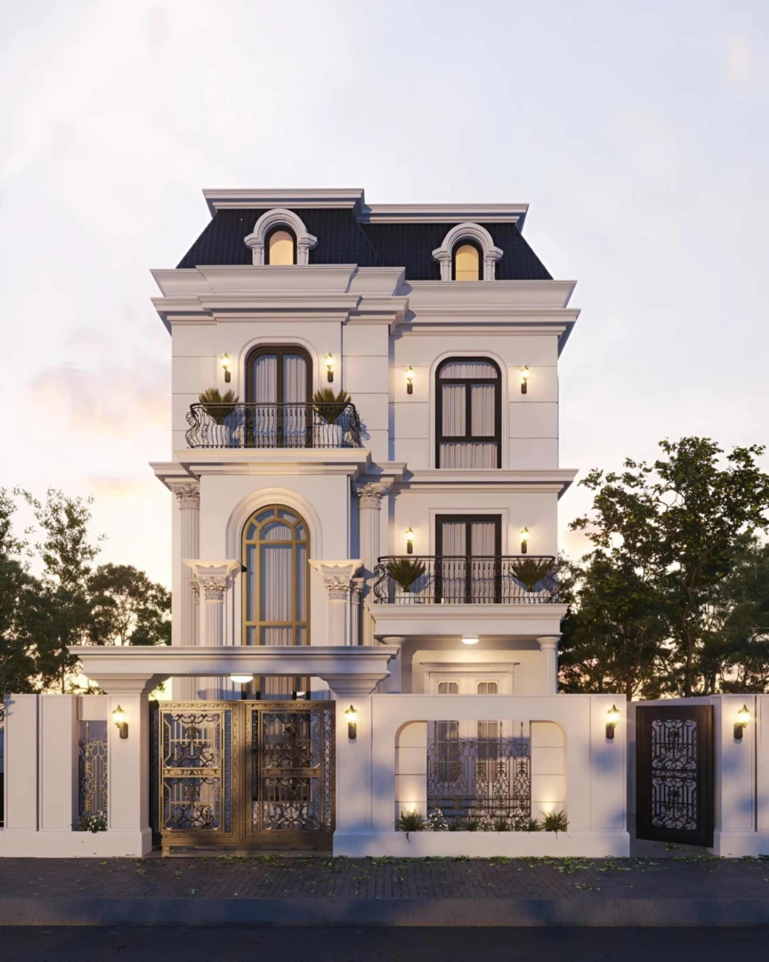 Mẫu nhà biệt thự mini kiểu Pháp mang đậm hơi thở cổ điển châu Âu