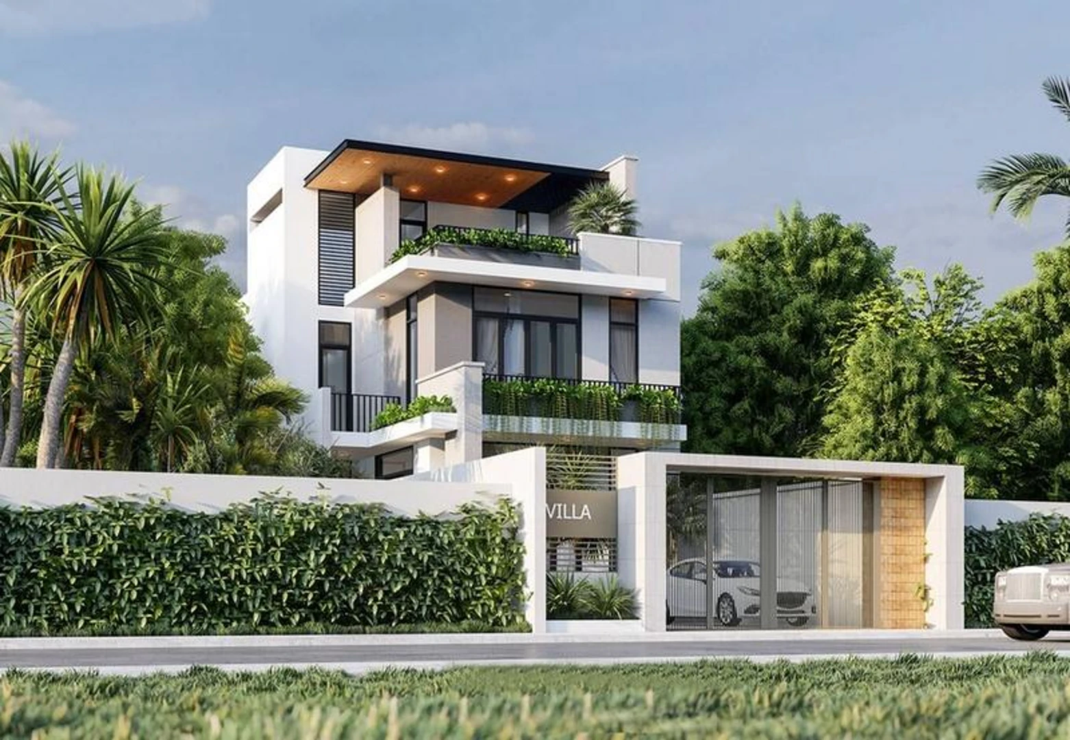 Biệt thự nhỏ có gara ô tô hiện đại, bền đẹp và tiết kiệm chi phí