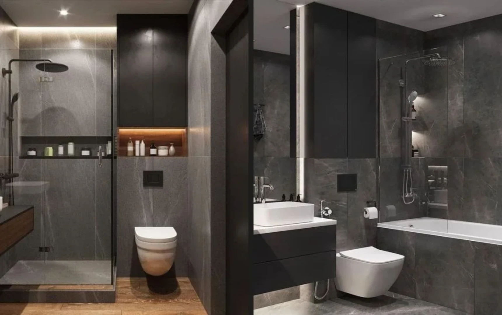 Thiết kế cải tạo nhà vệ sinh tông trắng xám đẹp, xu hướng