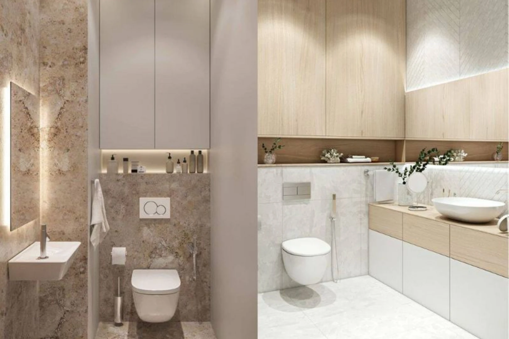 Thiết kế hệ tủ âm tường khi cải tạo nhà vệ sinh