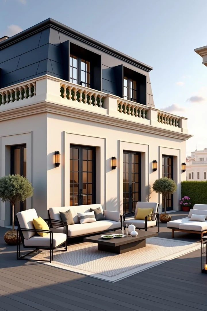 Mẫu nhà phố tân cổ điển mái Mansard tạo ấn tượng thẩm mỹ mạnh mẽ