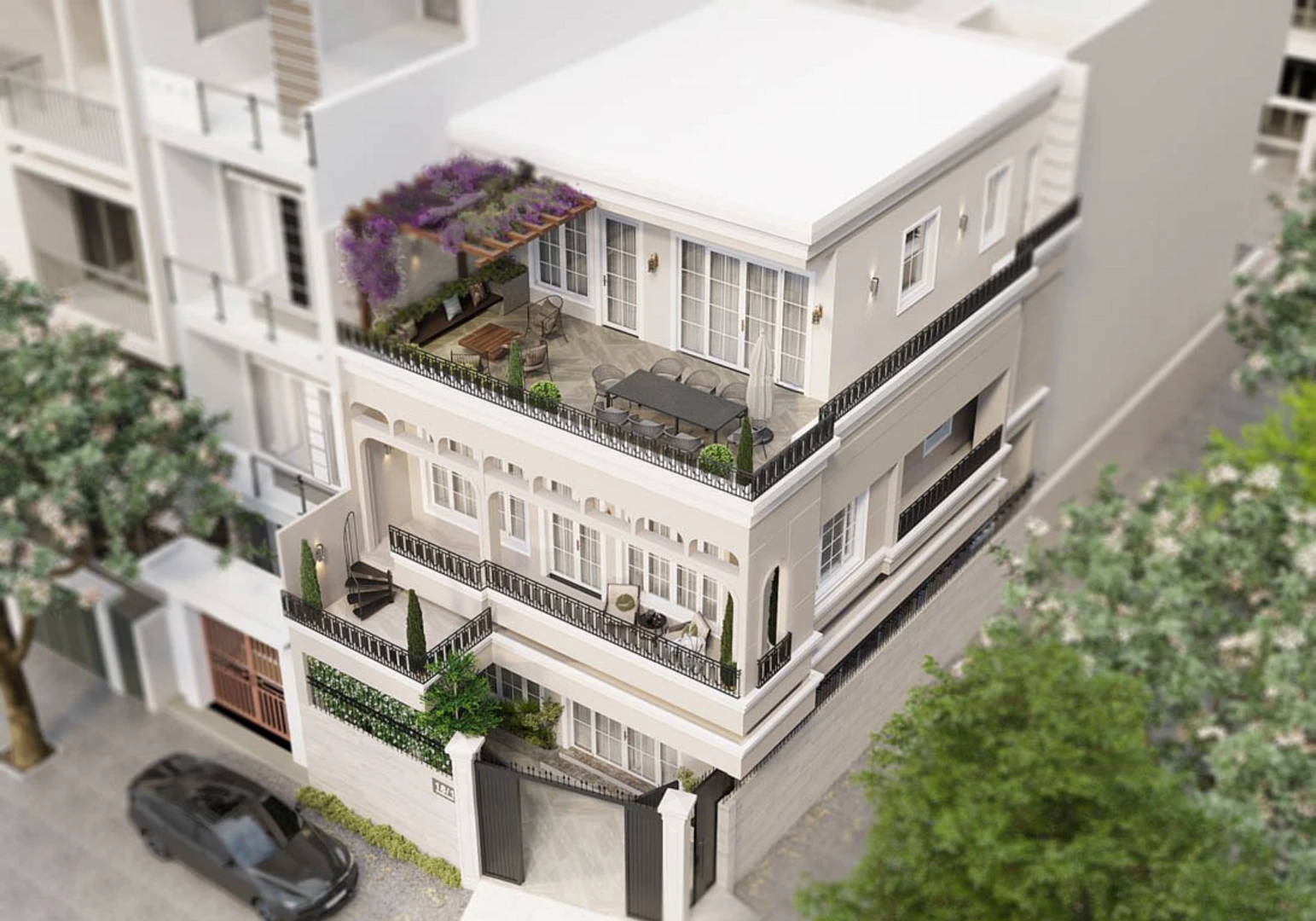 Nhà phố tân cổ điển 3 tầng mang lại cảm giác sang trọng, đẳng cấp