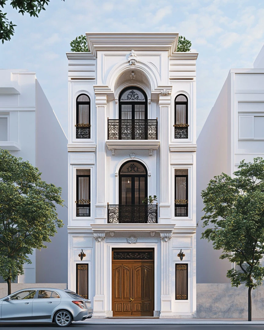 Họa tiết hoa văn tinh tế của nhà phố tân cổ điển