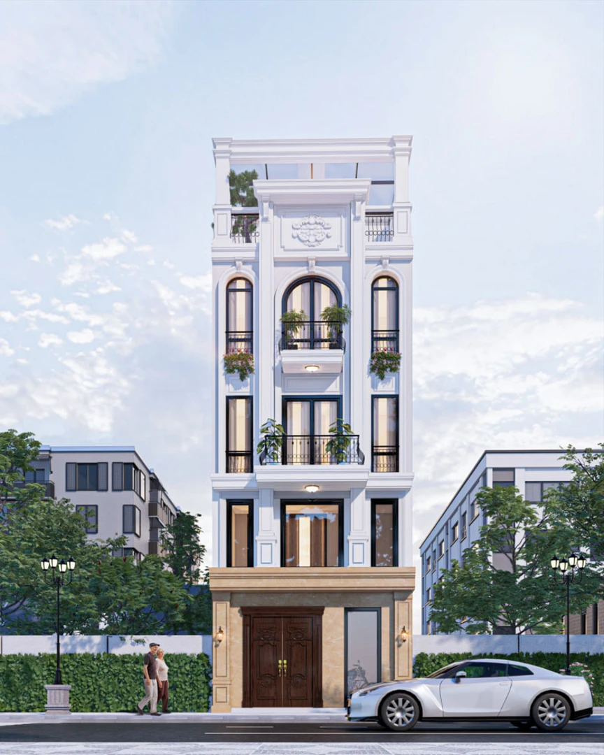 Mẫu nhà phố tân cổ điển 4 tầng