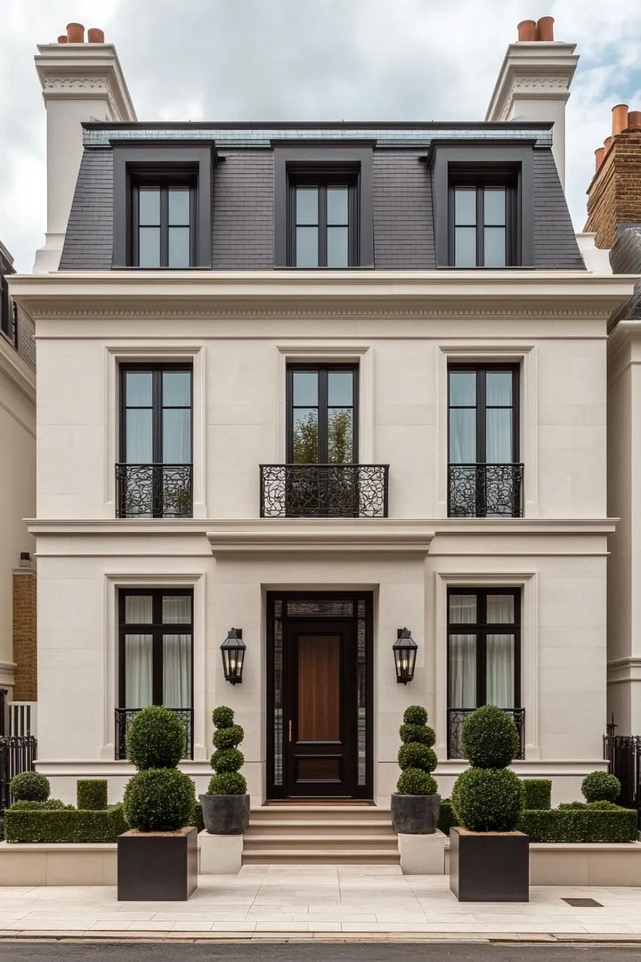 Mẫu nhà phố tân cổ điển mái Mansard thể hiện đậm nét phong cách châu Âu