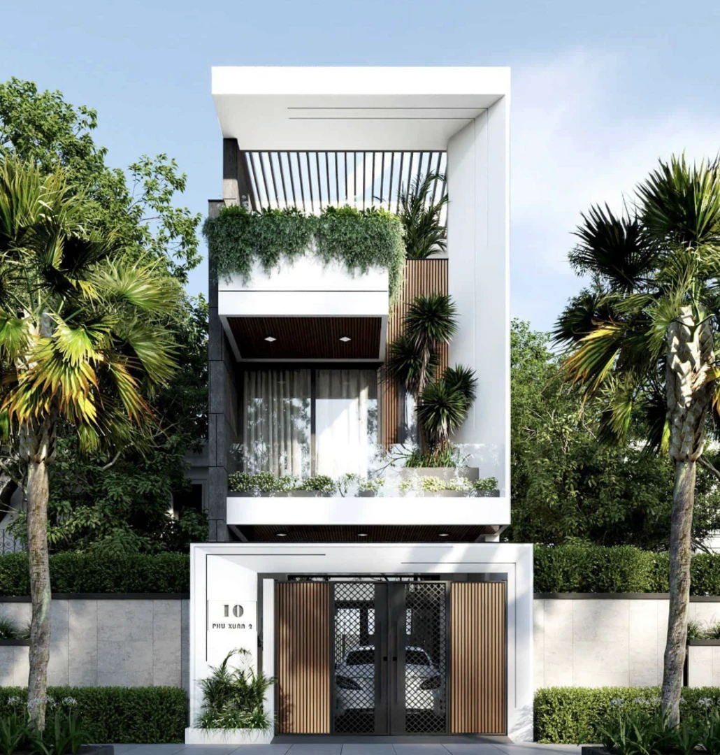 Mẫu nhà phố tân cổ điển có sân thượng