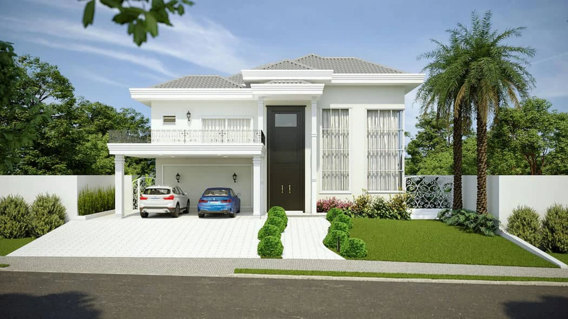 Mẫu nhà phố tân cổ điển có gara ô tô được thiết kế thông minh