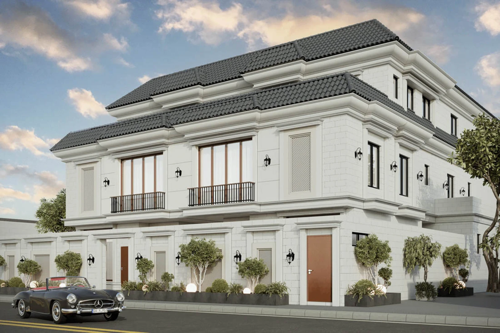 Nhà phố tân cổ điển mái Thái nổi bật với vẻ đẹp thanh thoát, sang trọng