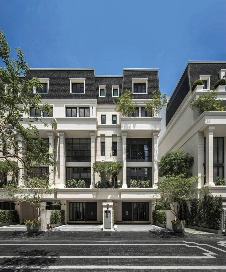 Mẫu nhà tân cổ điển mái bằng mang vẻ đẹp hiện đại, mạnh mẽ