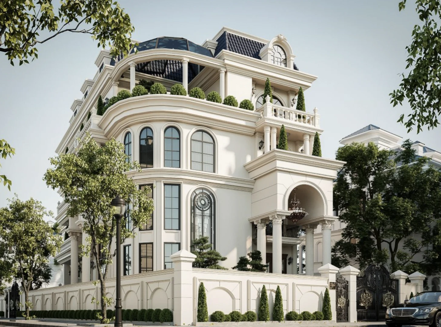 Mẫu nhà phố tân cổ điển mái Mansard