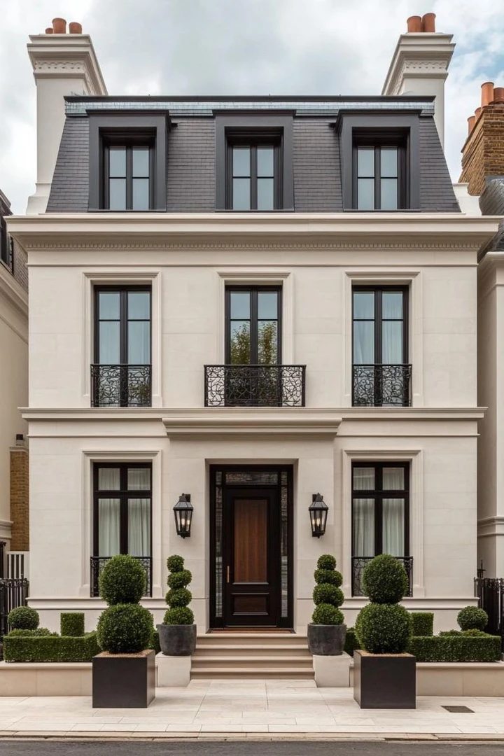 Mẫu nhà phố tân cổ điển gây ấn tượng bởi mặt tiền cân đối