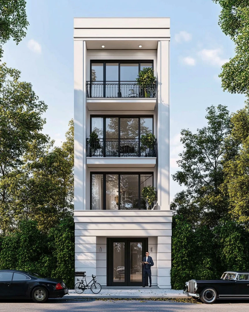 Mẫu nhà phố tân cổ điển 4 tầng toát lên vẻ sang trọng và đẳng cấp