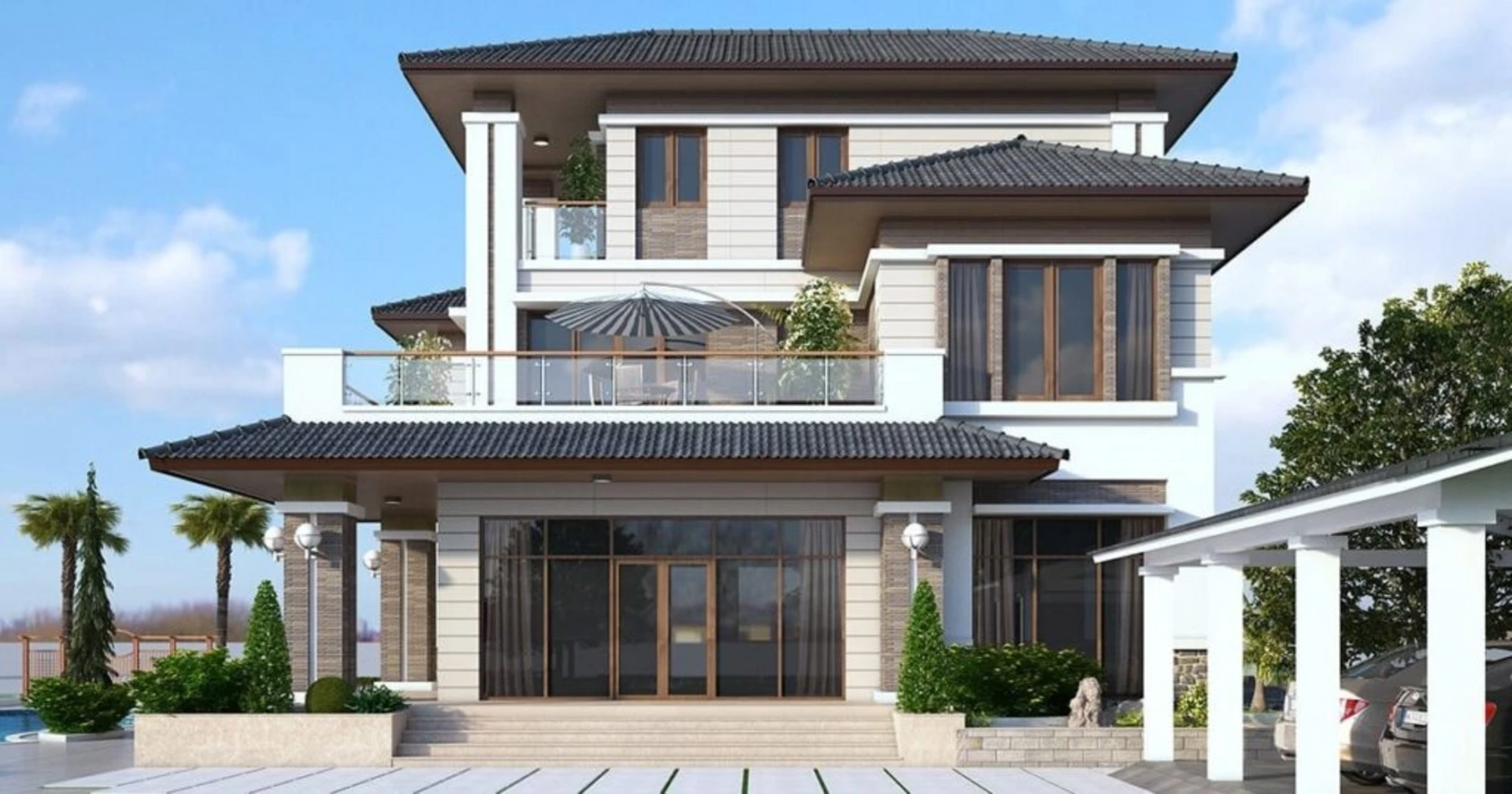 Mẫu thiết kế biệt thự đơn lập tạo cảm giác rộng và thoáng