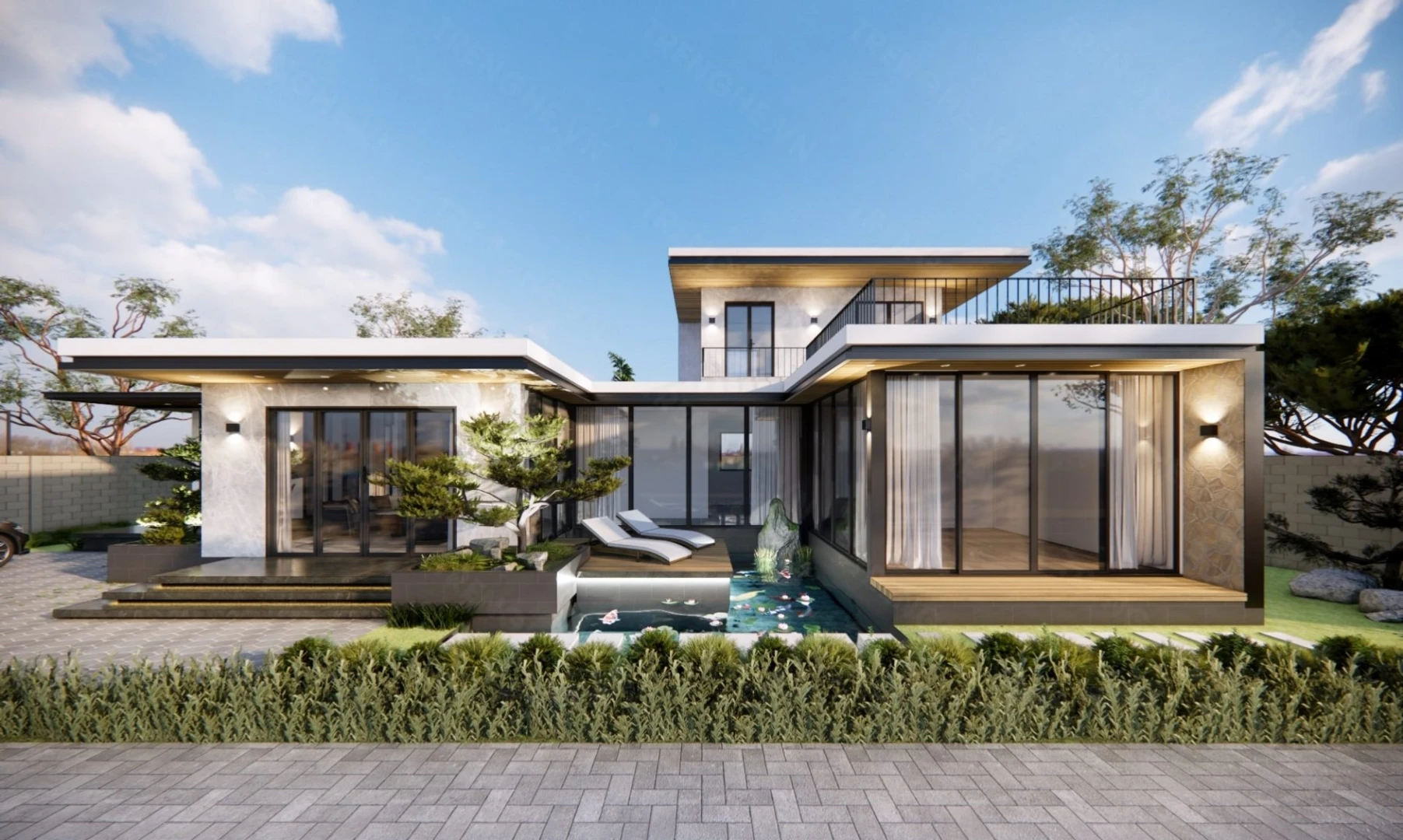 Mẫu thiết kế biệt thự hiện đại, tiện nghi tạo nên cảm giác vững chắc nhưng vẫn thanh thoát