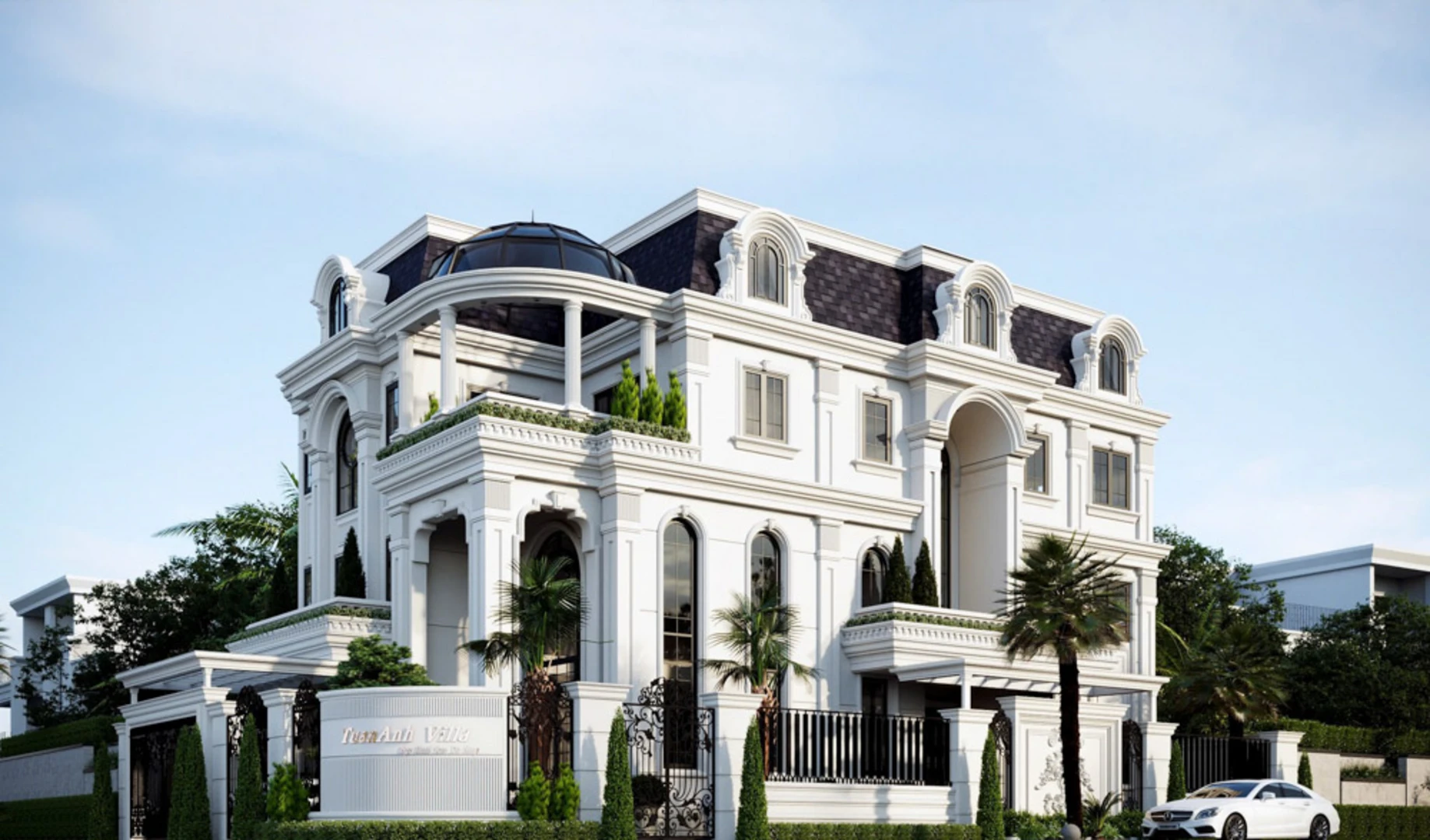 Mẫu thiết kế biệt thự tân cổ điển thể hiện được sự thanh lịch và tinh tế