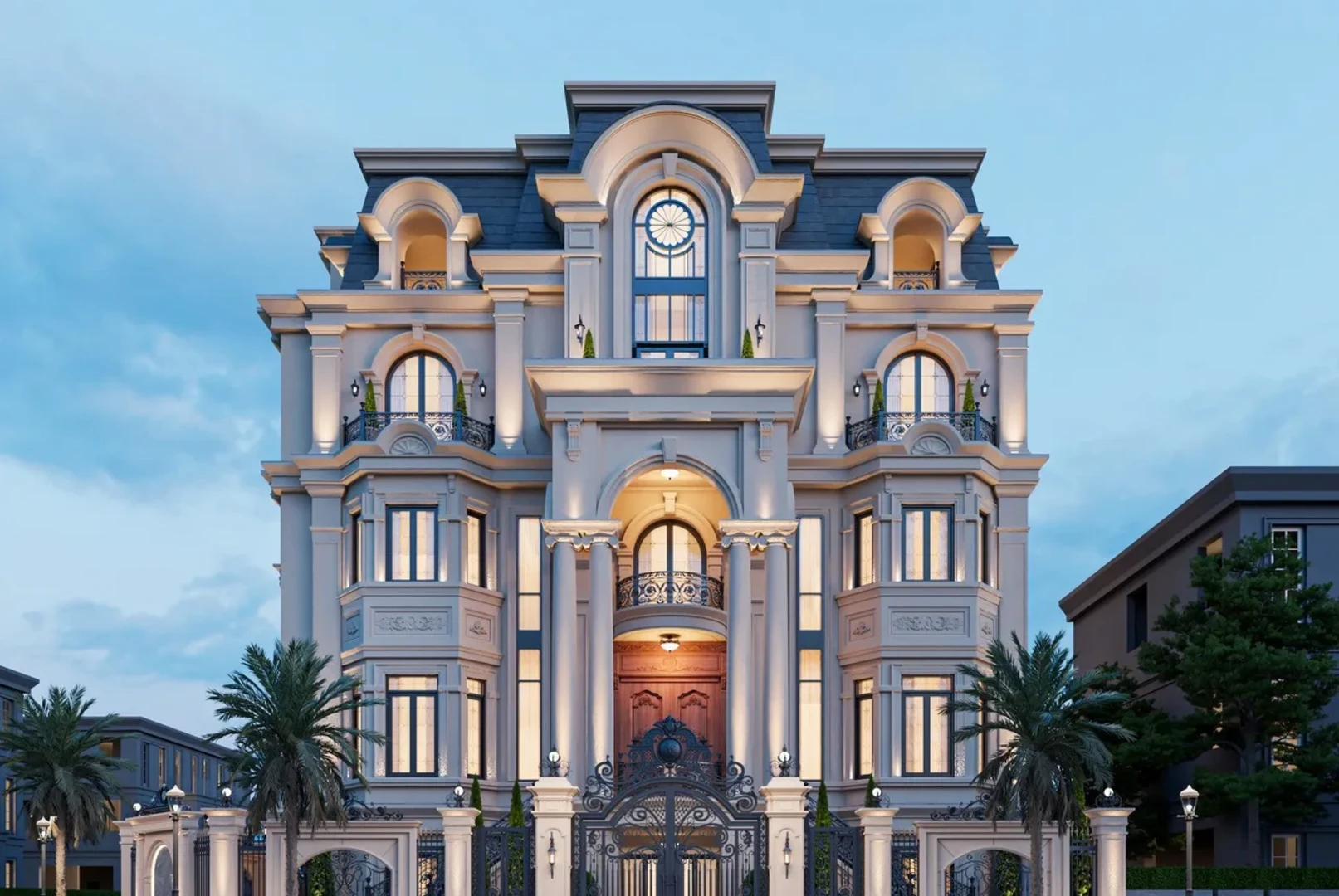 Mẫu thiết kế biệt thự tân cổ điển thể hiện gu thẩm mỹ tinh tế của chủ nhà