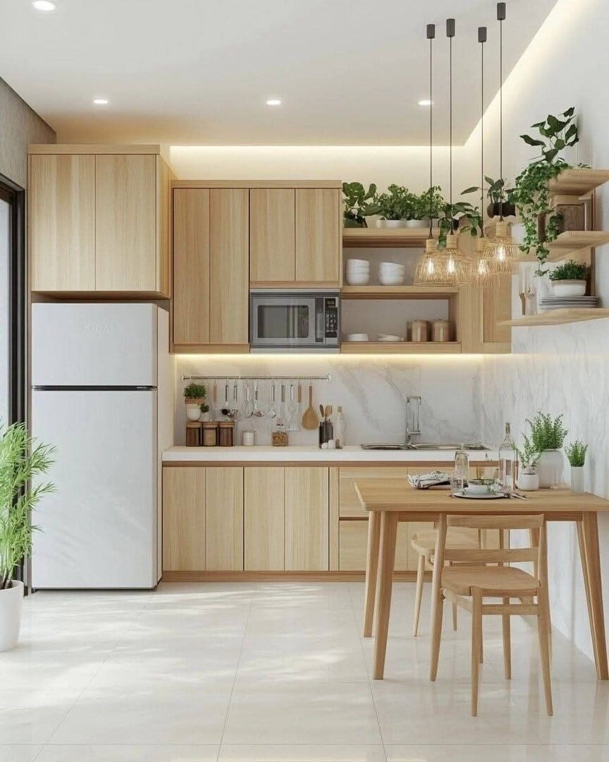 Không gian ấm cúng sau khi hoàn thành cải tạo nhà bếp 