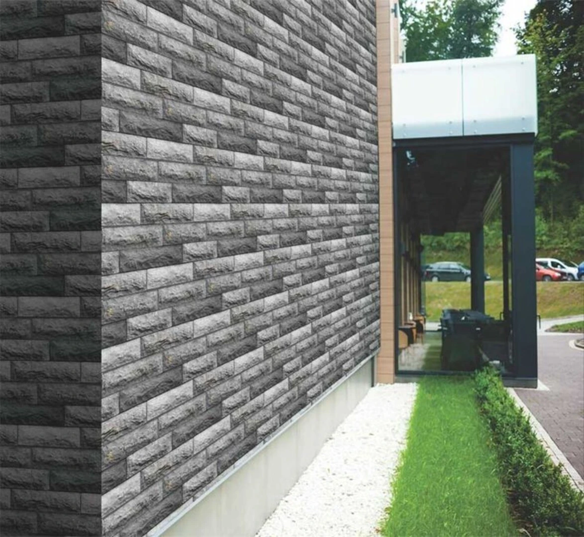 Gạch inax màu xám để ốp lát ngoại thất tạo sự sang trọng