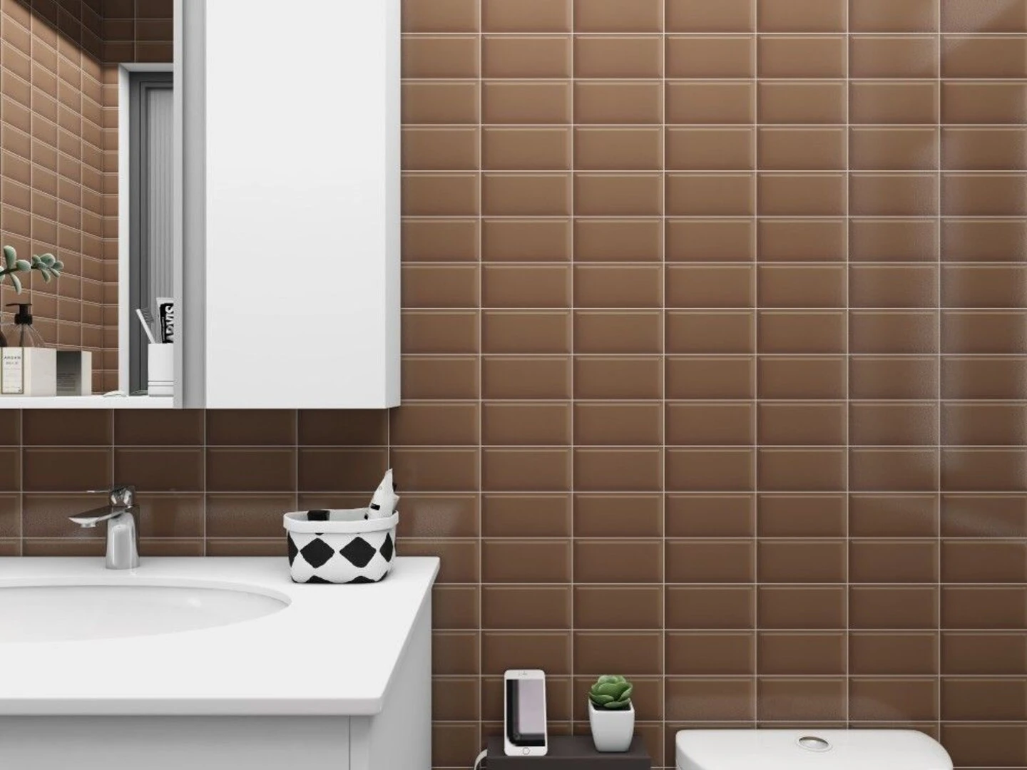 Dòng gạch đũa inax màu nâu mang lại cho công trình nét thẩm mỹ