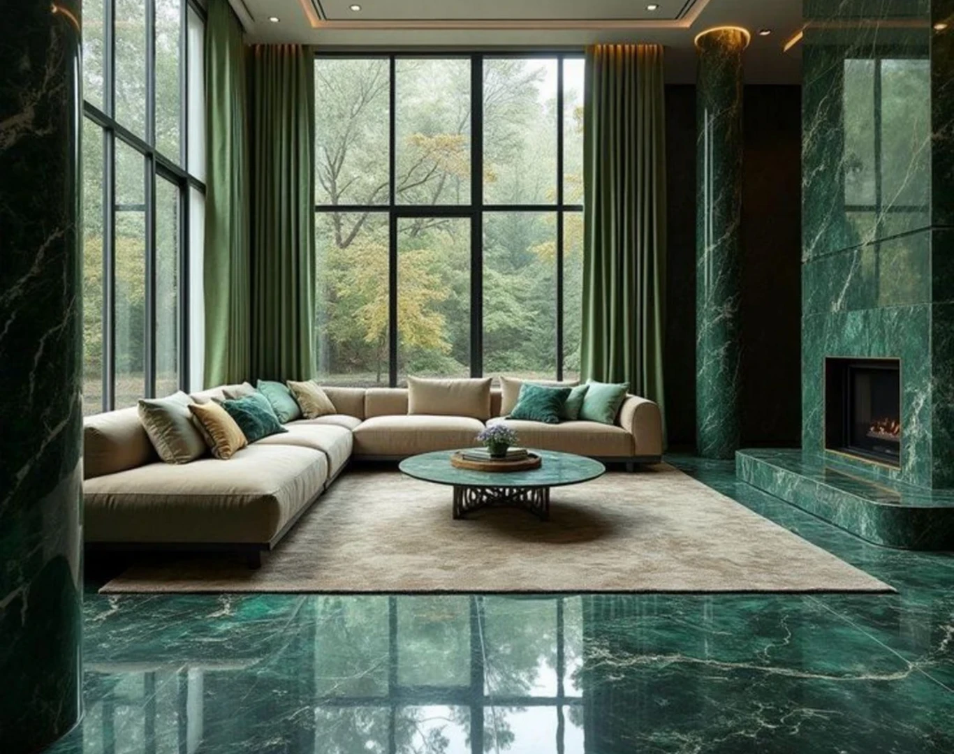 Gạch lát nền màu xanh cẩm thạch