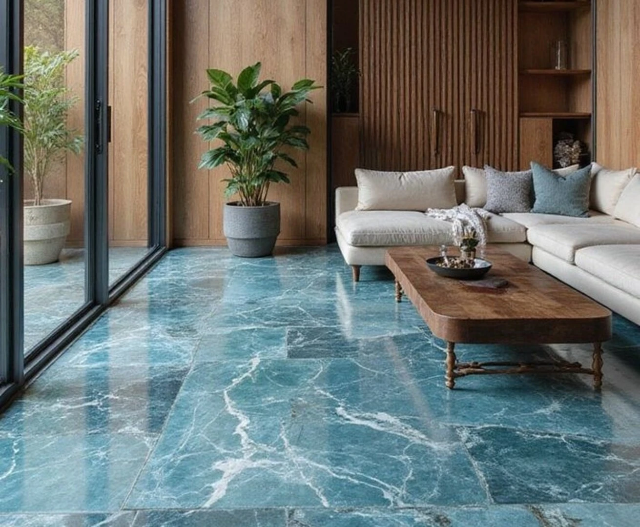 Gạch lát nền màu xanh da trời