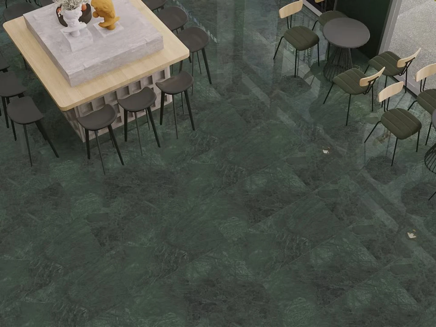 Gạch lát nền màu xanh rêu