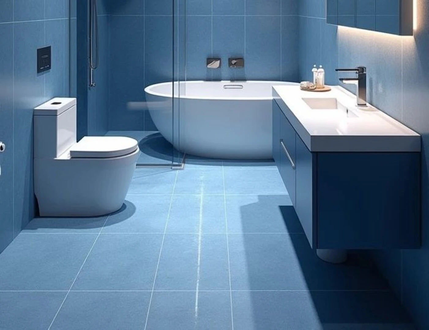 Ứng dụng của gạch lát nền màu xanh cho nhà vệ sinh