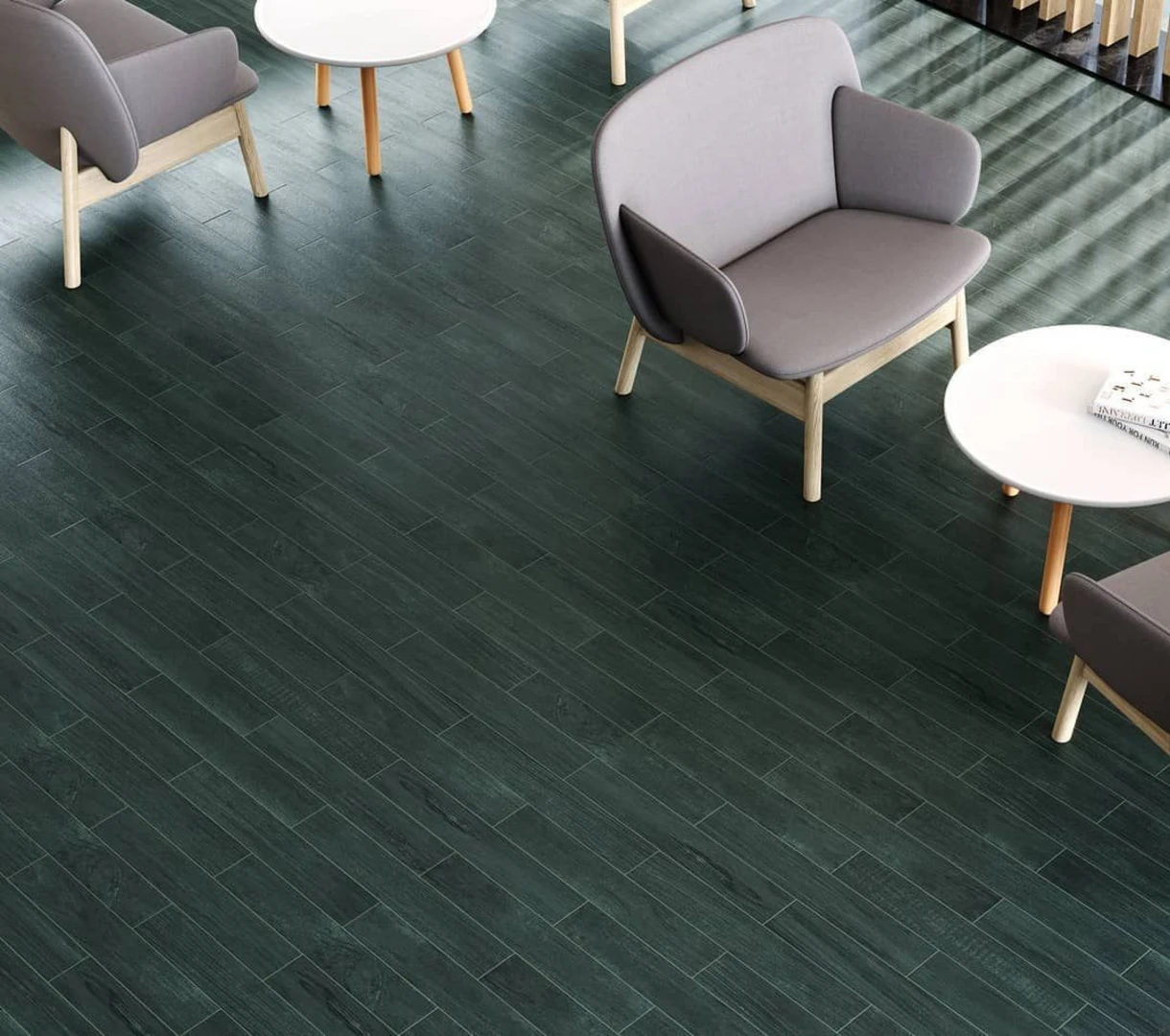 Gạch lát nền màu xanh rêu mang nét đẹp sang trọng và độc đáo