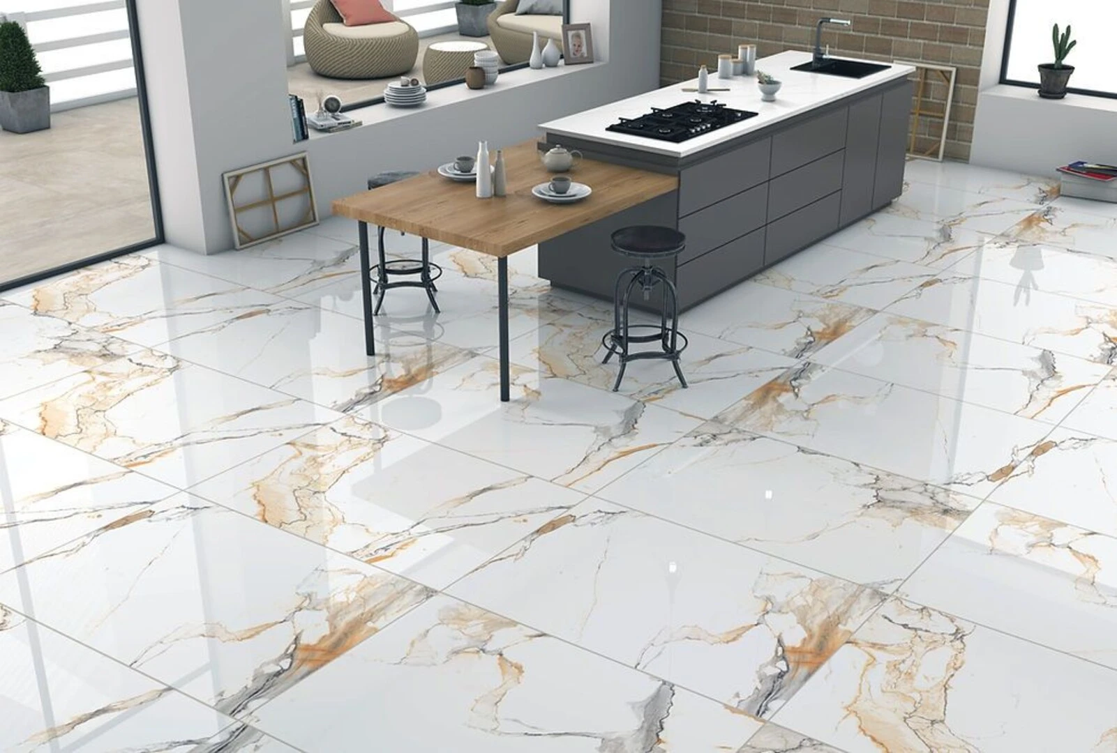 Gạch men cao cấp họa tiết giả vân mây