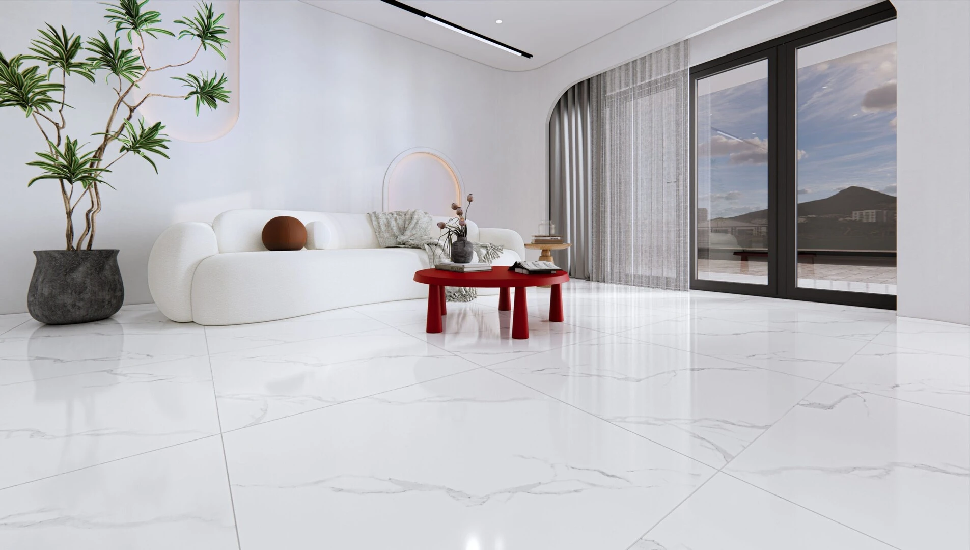 Gạch lát nền 60x60 vân mây cho phòng khách